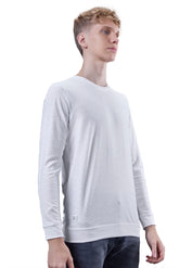 White Textured Full Sleeves T-Shirt